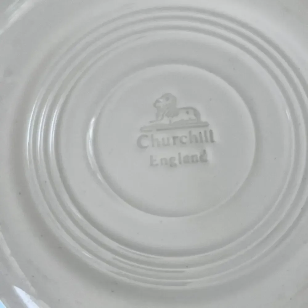 2 Vintage Churchill England 8” Salad Plates Pink Stripes And Polka Dots